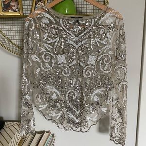Gold/Silver long sleeve sheer blouse
